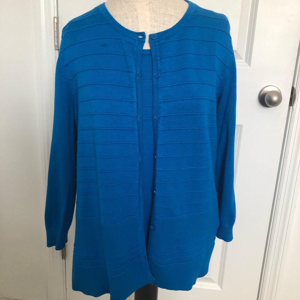 Cable & Gauge Vibrant Turquoise Cardigan Set